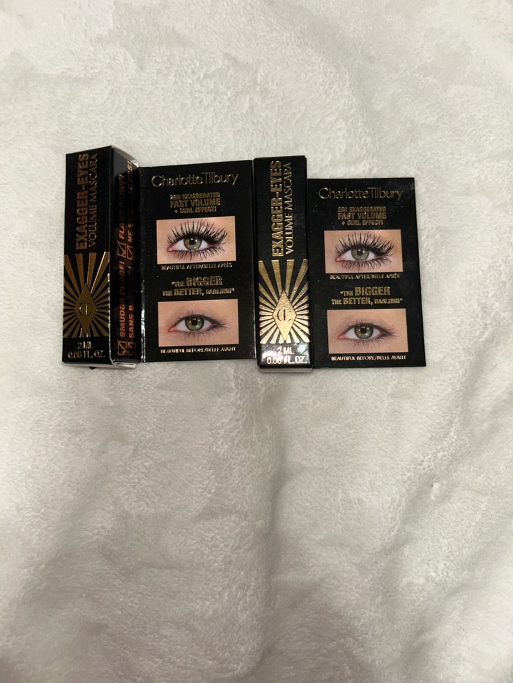 Charlotte Tilbury Exagger-Eyes Volume Mascara - Black Packaging and Estée Lauder